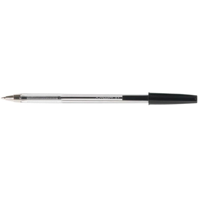 Q-CONNECT - stylo à bille, avec capuchon, 0,7 mm, pointe moyenne, noir, boîte de 50 pièces