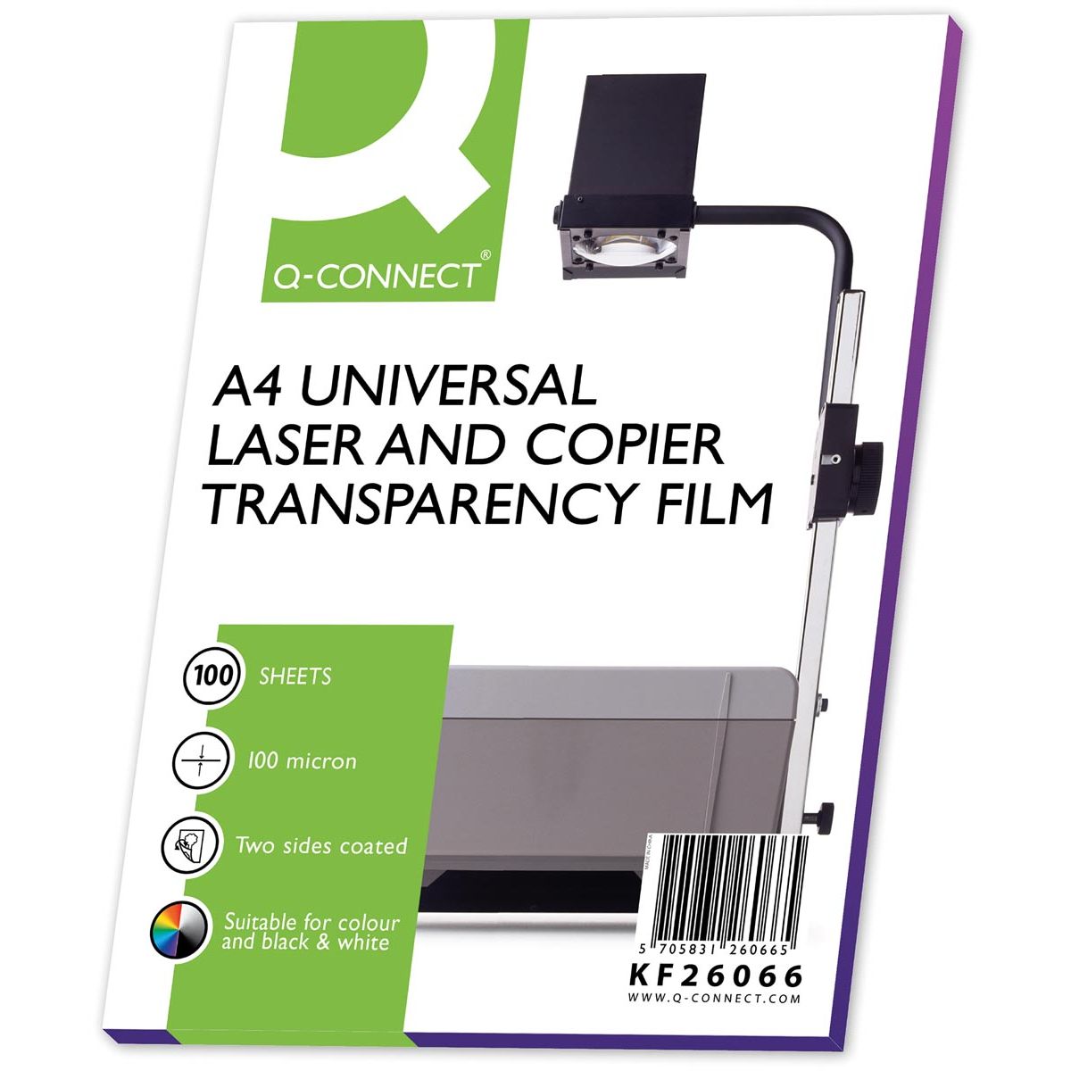 Q-CONNECT – Overheadfolien für Laserdrucker, ft A4, Packung mit 100 Blatt