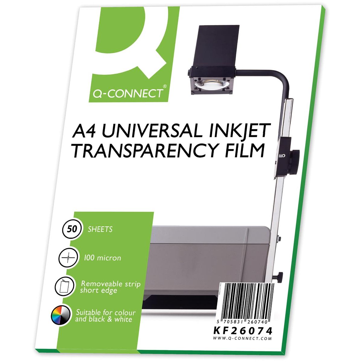 Q-CONNECT – Overhead-Folien für Tintenstrahldrucker, ft A4, Packung mit 50 Blatt