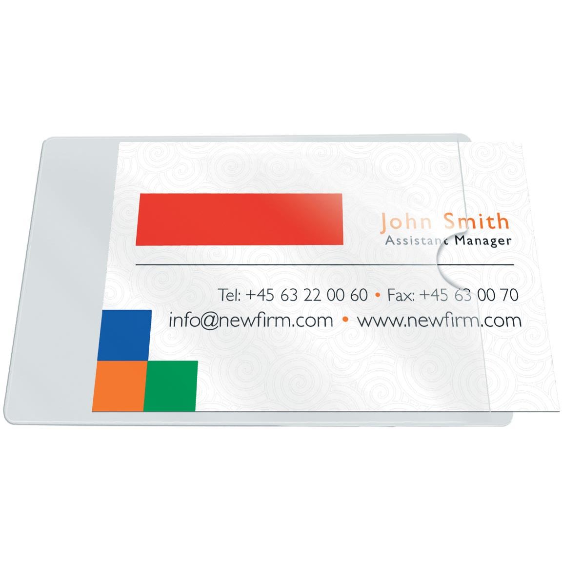 Q-CONNECT - pochette pour badge, autocollante, ft 60 x 95 mm, côté court ouvert, paquet de 10 pièces