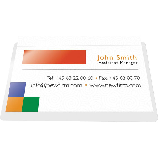 Q-CONNECT - pochette pour badge, autocollante, ft 60 x 95 mm, côté long ouvert, paquet de 10 pièces