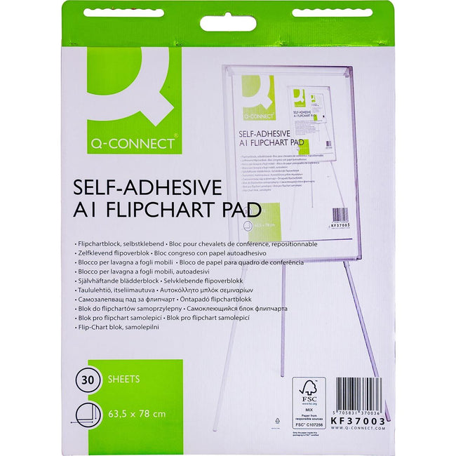 Q-CONNECT - bloc de paperboard, autocollant, pi 63,5 x 78 cm, 30 feuilles