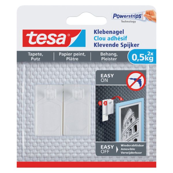 Tesa - Adhésif nail ® papier peint et plâtre 0,5kg blanc 2 pièces