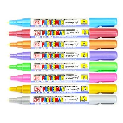 Krijtstift posterman PMA-30 medium punt 2mm metallic roze