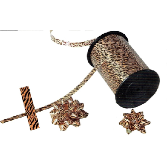 Kräuselband - Tiere: Tigerdruck 10 mm x 250 Meter