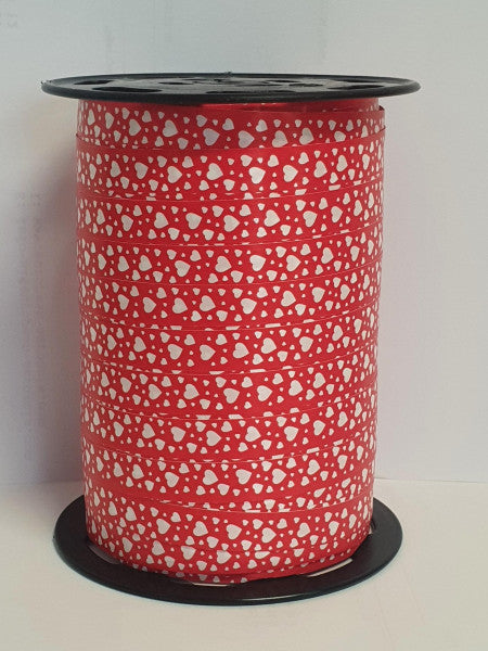 Ruban à friser - coeurs malo 10mm x 250 mètres rouge/blanc