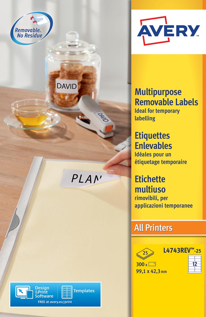 Avery Zweckform - Étiquette L4743REV-25 99,1x42,3mm blanc 300 étiquettes