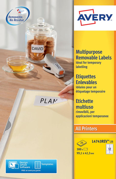 Avery Zweckform - Étiquette L4743REV-25 99,1x42,3mm blanc 300 étiquettes