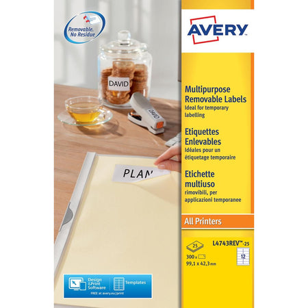 Avery Zweckform - Étiquette L4743REV-25 99,1x42,3mm blanc 300 étiquettes