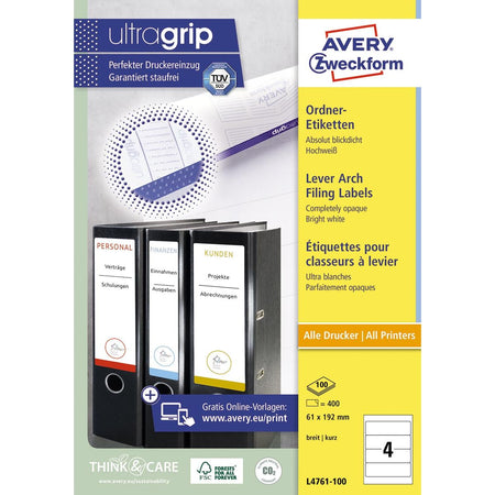 Avery Zweckform - Étiquette de dos Zweckform large 61x192mm autocollante blanc 100 feuilles