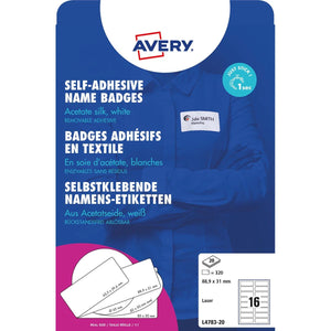Avery Zweckform -  AVERY zelfklevende badge ft 88,9 x 31 mm, doos van 320 stuks, wit