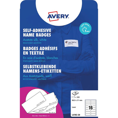 Avery Zweckform -  AVERY zelfklevende badge ft 88,9 x 31 mm, doos van 320 stuks, wit