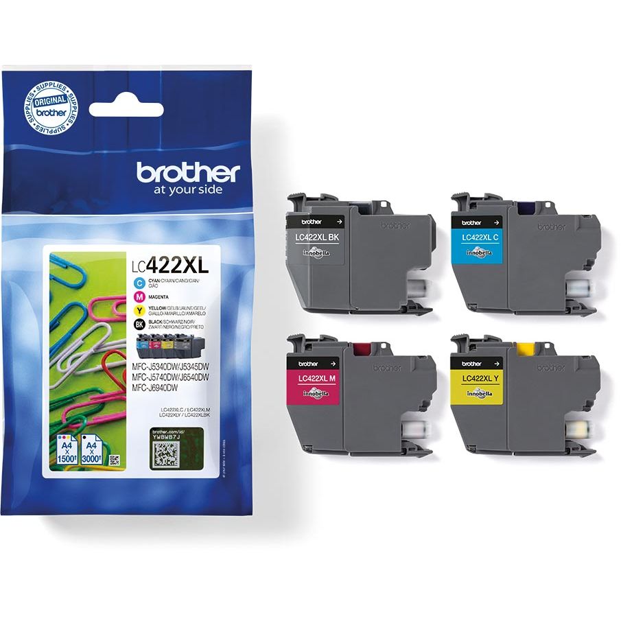 Brother -  inktcartridge, 1.500 3.000 pagina's, OEM LC-422XLVAL, 4 kleuren