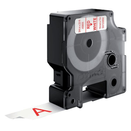 Labeltape Dymo D1 45805 720850 19mmx7m polyester rood op wit