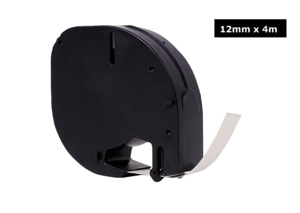 Quantore - Labele 91201 12mmx4m plastique noir sur blanc