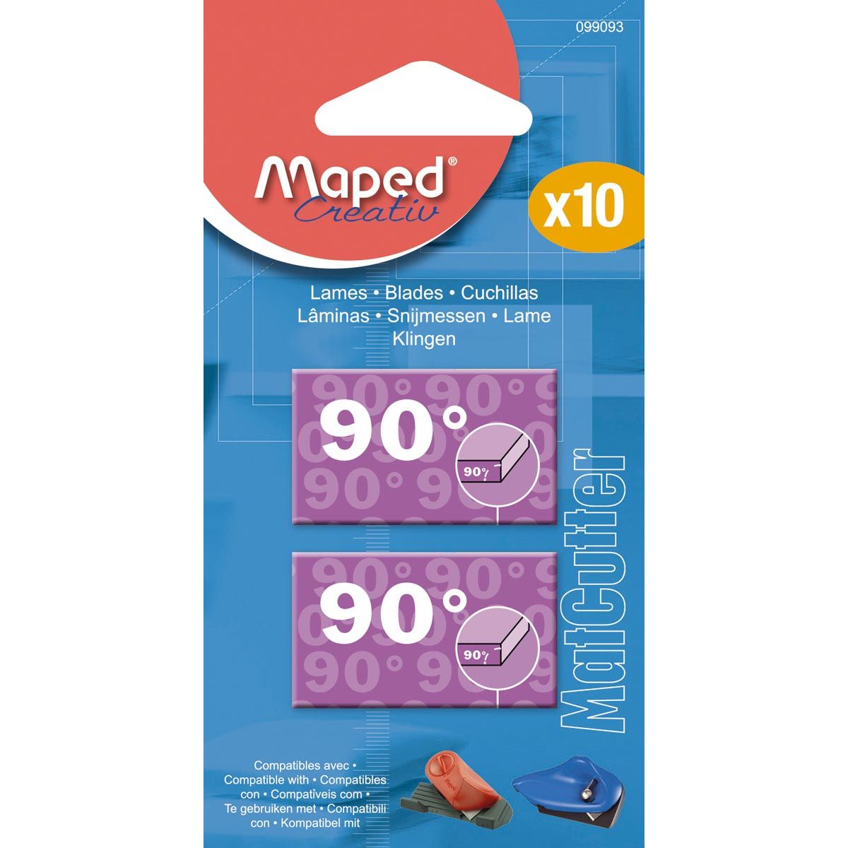 Maped - lames de rechange pour MatCutter 90°, blister de 10 pièces