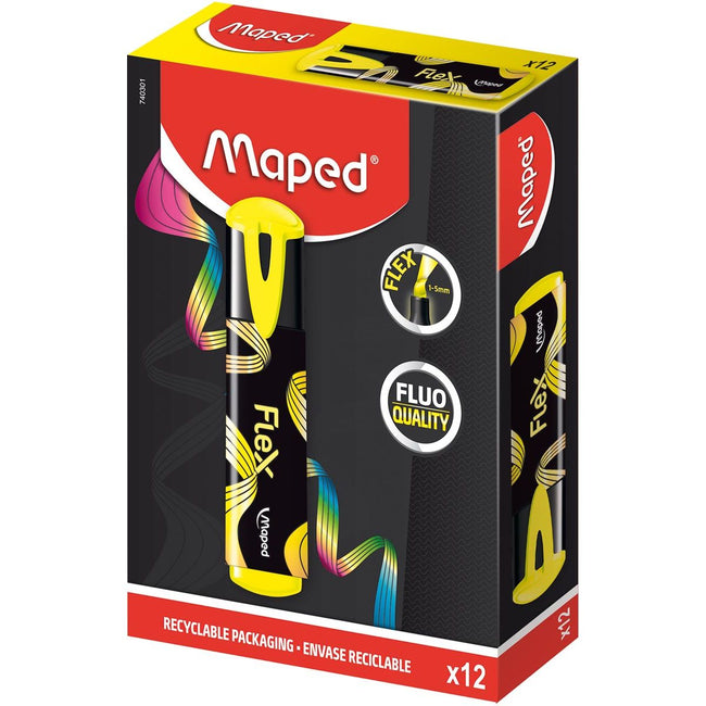 Mapted - Fluo'Peps Flex Marquage, jaune, boîte de 12 pièces