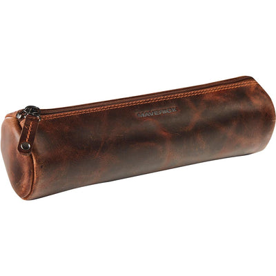 Maverick -  lederen pennenzak, rond, large, bruin
