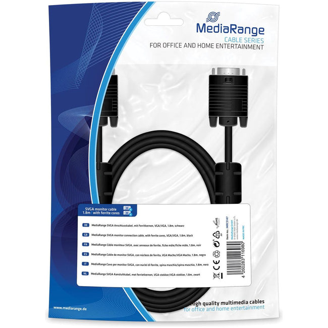 Mediarange - Câble de connexion SVGA, avec noyaux de ferrite, 1,8 m