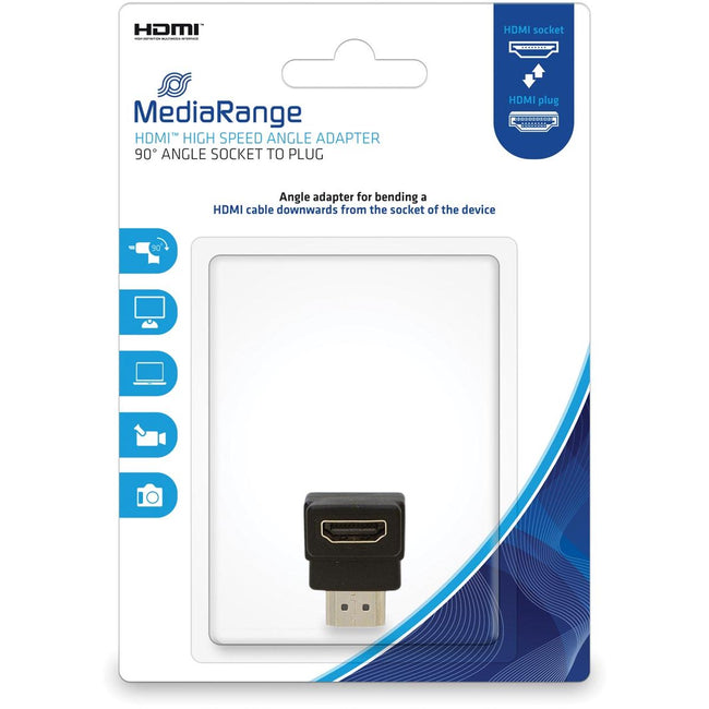 MediaRange - Adaptateur d'angle HDMI haute vitesse, 90 degrés, Prise/fiche