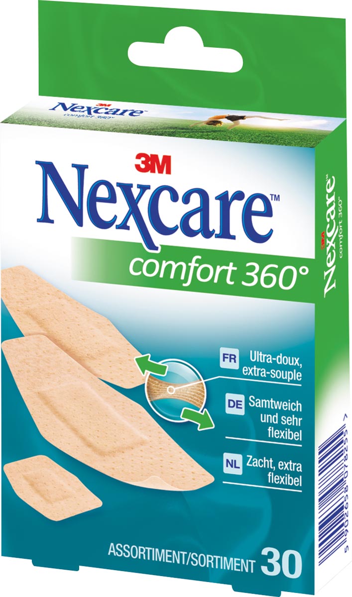 Nexcare -  pleister Comfort 360° 3 formaten, pak van 30 stuks
