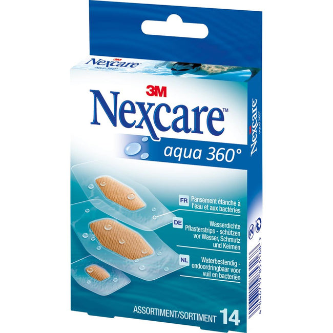 Nexcare -  pleister Aqua 360° 3 formaten, pak van 14 stuks