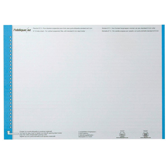 Elba - étiquettes pour dossiers suspendus pour tiroirs bleu, 1 feuille de 27 étiquettes