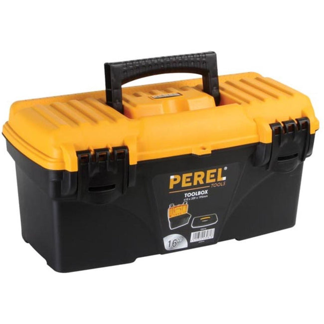 Perel - gereedschapskoffer, ft 41 X 20,9 X 19,5 cm, 16,7 l, leeg geleverd, zwart/geel