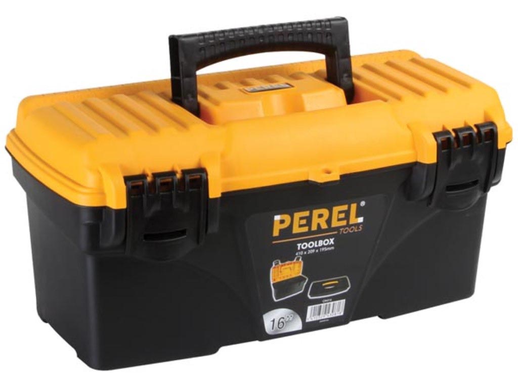 Perel -  gereedschapskoffer, ft 41 X 20,9 X 19,5 cm, 16,7 l, leeg geleverd, zwart/geel