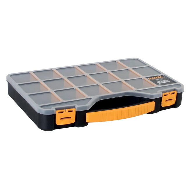 Perel - mallette à outils avec 18 compartiments, noir/jaune