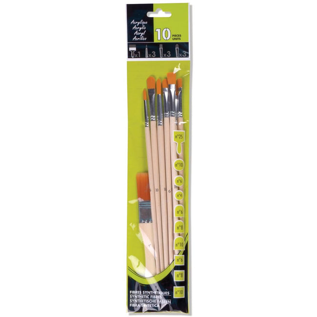 Klika - Pinceau acrylique, lot de 10 pinceaux