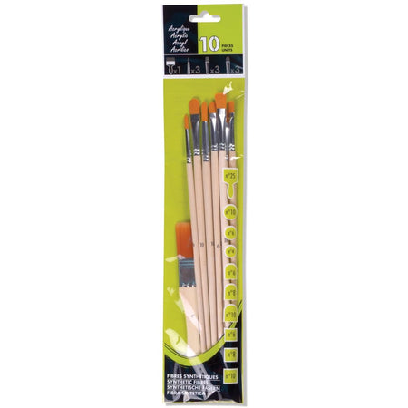 Klika - Pinceau acrylique, lot de 10 pinceaux