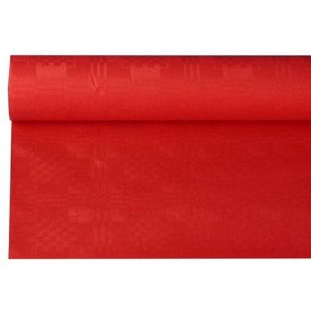 Papstar -  Tafelkleed uit papier met damastprint, 1,2 x 8 m, rood