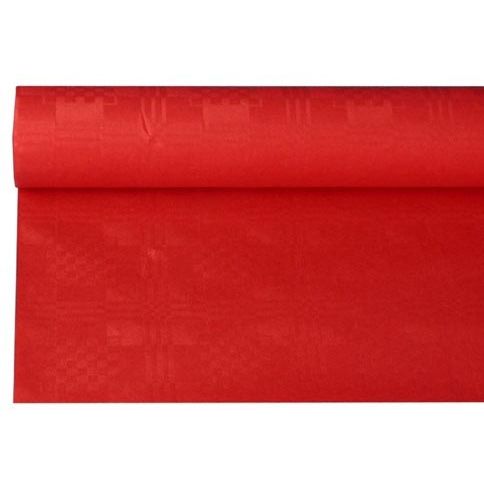 Papstar -  Tafelkleed uit papier met damastprint, 1,2 x 8 m, rood