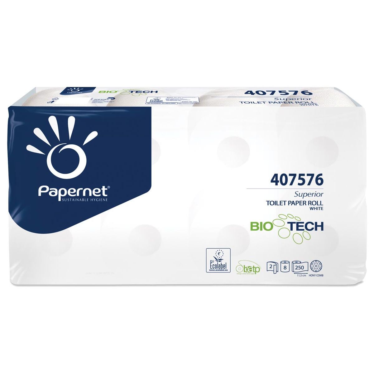 Papernet - Papernet toiletpapier Superior, 2-laags, 250 vellen, pak van 8 rollen