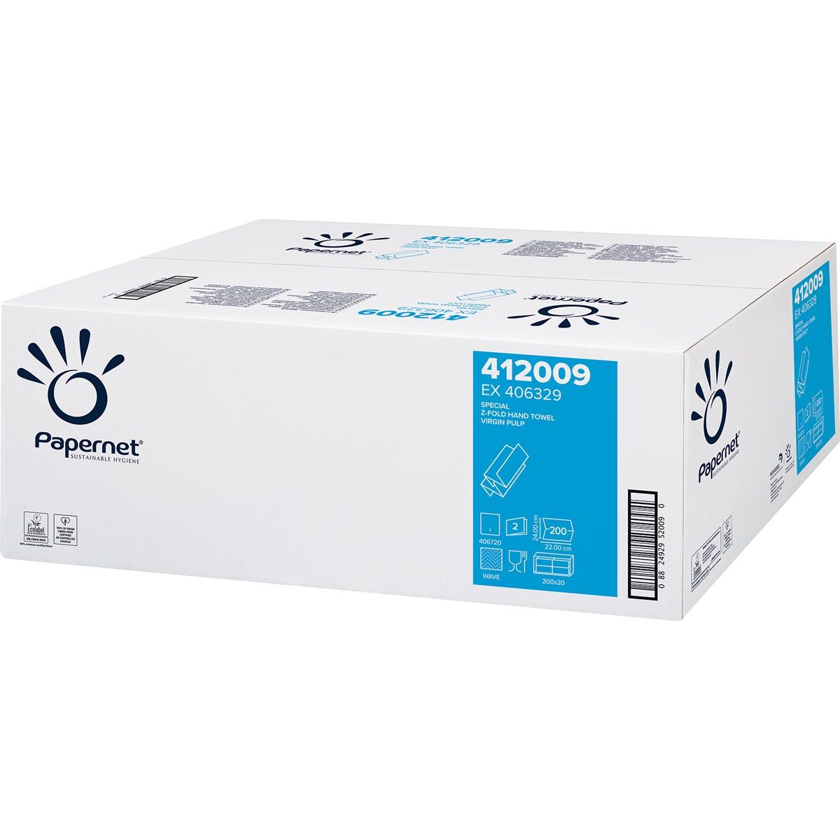 Papernet -   papieren handdoeken Z-vouw, 2-laags, 20x 200 vellen, wit