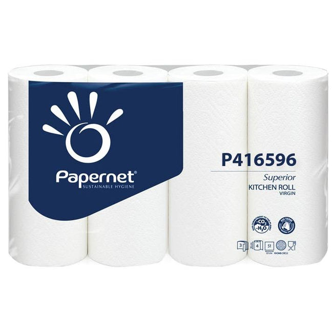 Papernet - essuie-tout Superior, 3 épaisseurs, 51 feuilles, paquet de 4 rouleaux