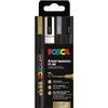 Posca - Marqueur peinture Uni PC-3M, 1,5 mm, étui de 4 pièces en or, blanc, argent et noir