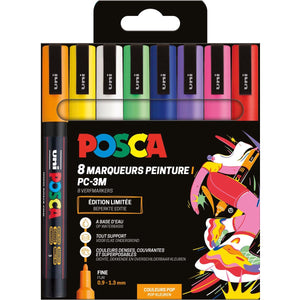 Posca -  Uni  paintmarker PC-3M, 1,5 mm, etui van 8 stuks in geassorteerde Pop kleuren