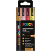 Posca - Feutre peinture Uni PC-3ML, 1,5 mm, pailleté, étui de 4 pièces orange, rose, rouge et jaune