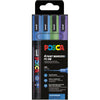 Posca - Feutre peinture Uni PC-3ML, 1,5 mm, pailleté, étui de 4 pièces bleu foncé, bleu clair, vert et violet
