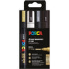 Posca - Marqueur peinture Uni PC-5M, 1,8 2,5 mm, étui de 4 pièces or, blanc, argent et noir