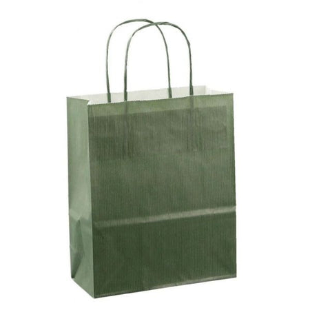Sac en papier avec cordon 18x08x22cm 50pcs vert foncé