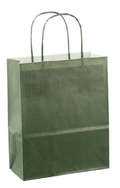 Sac en papier avec cordon 18x08x22cm 50pcs vert foncé
