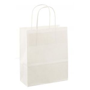 Papierbeutel mit Kordelzug, 18 x 08 x 22 cm, 50 Stück, weiß