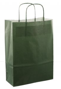 Sac en papier avec cordon 22x10x31cm 50pcs vert foncé