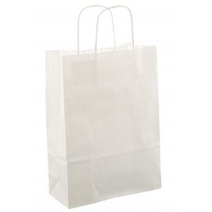 Papieren koordtas 22x10x31cm 50st wit