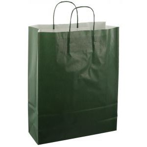 Sac en papier avec cordon 32x12x41cm 50pcs vert foncé