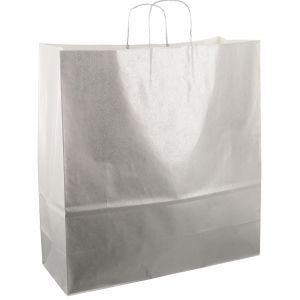 Papieren koordtas 45x17x47cm 50st zilver