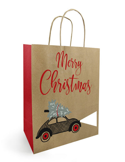 Sac en papier avec cordon NOËL 18x08x22cm Drive RG 50 pièces
